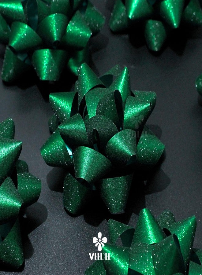 MEEDEE 4.5 inch Green Linear Glitter Gift Bow Self Adhesive Bow for Holiday, Everyday, All-Occasion, Gift Wrapping Paper, Bags and Boxes Decorations (12 Counts) - Image 5